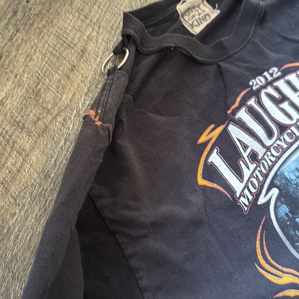 Black Laughlin Motorcycle Rally Crop Top - Picture 3 of 7